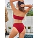 thumbnail image 4 of Conjunto de bikini ZAFUL para mujer, estilo bandeau sin tirantes, corte alto, rojo XL, 4 of 8