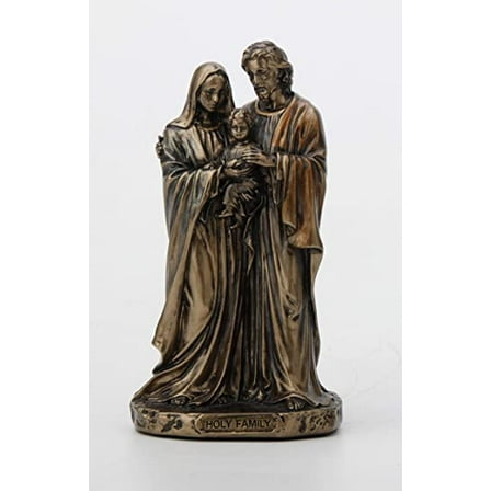 Veronese Design 3 3/8 Inch Holy Family Cast Resin Hand Painted Antique Bronze Finish Statue Home Decor