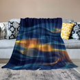 thumbnail image 2 of WERPE Gold and Blue Abstract Art Flannel Blanket Lightweight White, 2 of 6