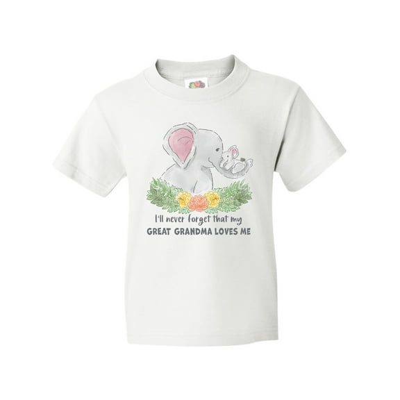 Inktastic I'll Never Forget That My Great Grandma Loves Me Elephants Youth T-Shirt