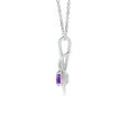 thumbnail image 2 of Angara Collier en Améthyste Naturelle - Pendentif Solitaire Rond en Améthyste avec Nœud Infini en Or Blanc 14K pour Femmes, 2 of 8