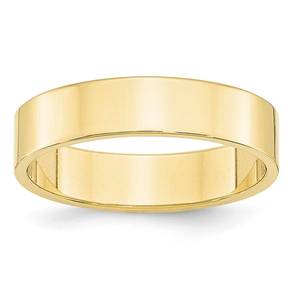 Men's 5mm Flat High Polished Wedding Band Ring Solid 10K Yellow Gold 