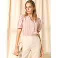 thumbnail image 2 of INSPIRE CHIC Women's Ruffle V Neck Puff Sleeve Blouse Button up Casual Tops, 2 of 6