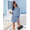 thumbnail image 2 of Ekouaer 2 Pieces Lounge Set for Women Long Sleeve Pajamas Top and Shorts Matching Sets Outfits with Pockets, 2 of 6