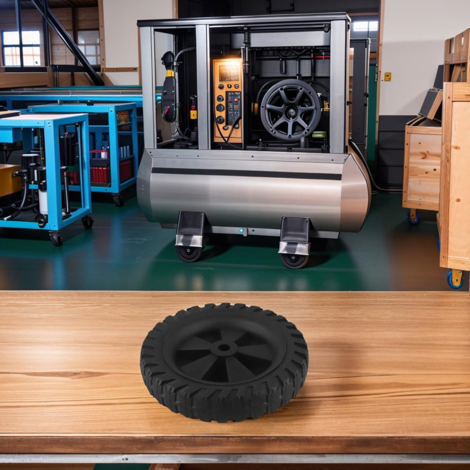 Non-Slip Wheels Compressor Caster Wheels Garage Comes With Screws Easy To Install Oil-Free Machines Compatible Fangkenuo