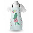 thumbnail image 4 of Gator Apron, Cartoon Female Crocodile with Polka Dotted Dress and Love Typography Hearts, Unisex Kitchen Bib with Adjustable Neck for Cooking Gardening, Adult Size, Multicolor, by Ambesonne, 4 of 4