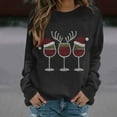 thumbnail image 2 of Womens Christmas Sweatshirt Rhinestone Wine Glass Shirt Cute Crew Neck Sweatshirts Long Sleeve Loose Pullover Holiday Tops for Women, 2 of 6