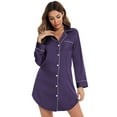 thumbnail image 6 of Eternatastic Button Down Nightgowns for Women Long Sleeve Night Shirt Sleep Shirt V-Neck Sleep Dress Pajama Sleepwear, 6 of 7