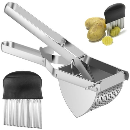 

AEVXKHI Stainless Steel Potato Ricer with Cutter Rust Resistant Manual Vegetable Ricer Labor Saving Dishwasher Safe Press Food Masher for Commercial and Home Use