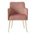thumbnail image 4 of Marten Blush/Gold Velvet Dining Chairs, Pack of 2, Gold Finish Handle and Legs, with Arms, 4 of 9