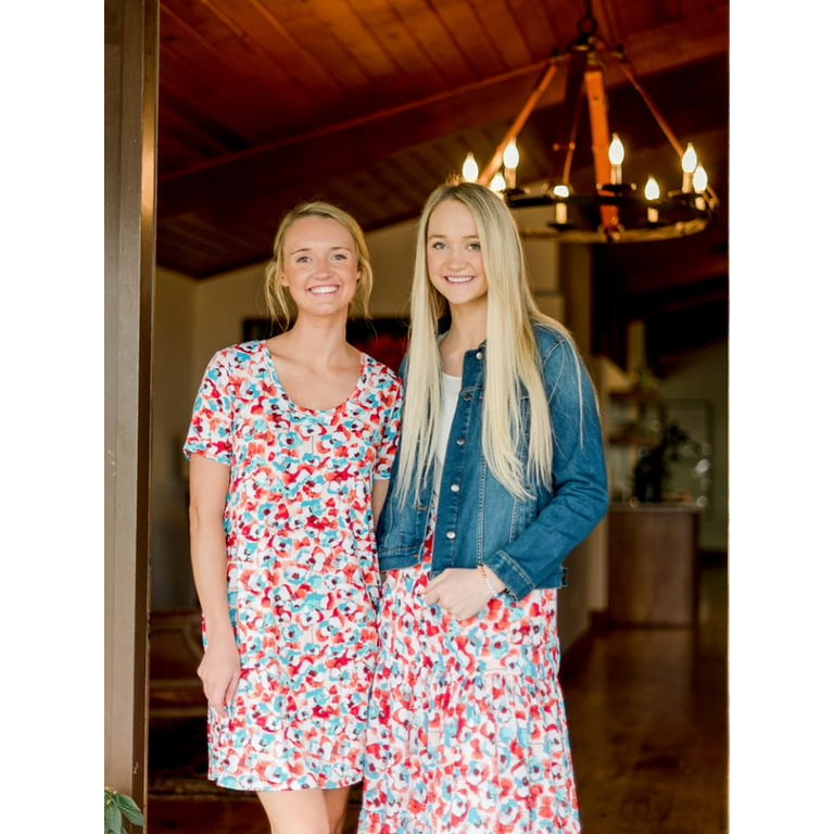 The Pioneer Woman Floral A-Line Knit Dress with Short Sleeves