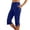 Dark Blue, variant on NinXxx Women's Elastic Waist Pure Color Blend Cropped Trousers Everyday Sky Blue S