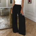 thumbnail image 4 of JGGSPWM Wide Leg Pants Woman Summer Fashion Pockets Loose Flowy Lightweight Palazzo Trousers Lounge Beach Vacation Clothes Black S, 4 of 6