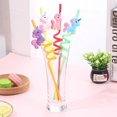thumbnail image 3 of Pajitas de unicornio para beber, pajitas de plástico curvadas coloridas, decoraciones para fiestas de cumpleaños para niños, familia o fiesta, paquete de 8 JAMW Sencillez, 3 of 5