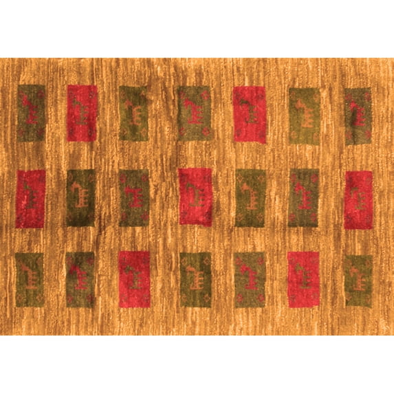 Ahgly Company Indoor Rectangle Abstract Orange Contemporary Area Rugs, 2' x 5'