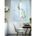 thumbnail image 4 of Modern Map Sheer Curtains 63 Inches Long 2 Panels Blue Sea Simplize Colorful Plate Light Filtering Semi Sheer Window Curtains Drapes for Bedroom Living Room 52"x63", 4 of 7
