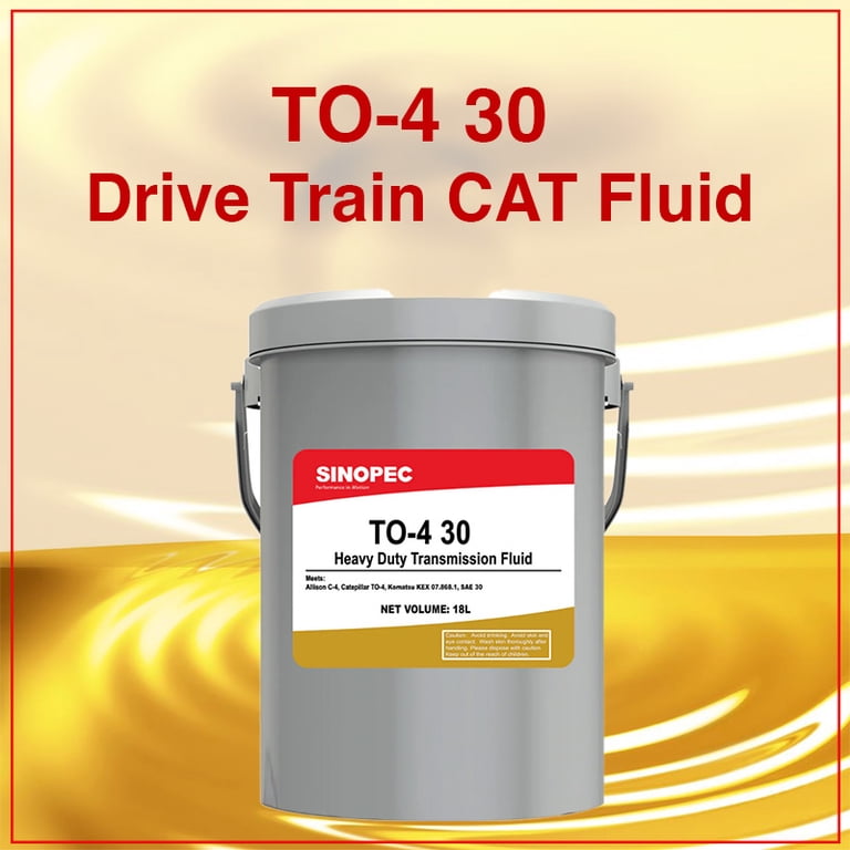 Sinopec TO-4 30 Drive Train CAT Fluid, 4.75 Gallon Pail, Yellow