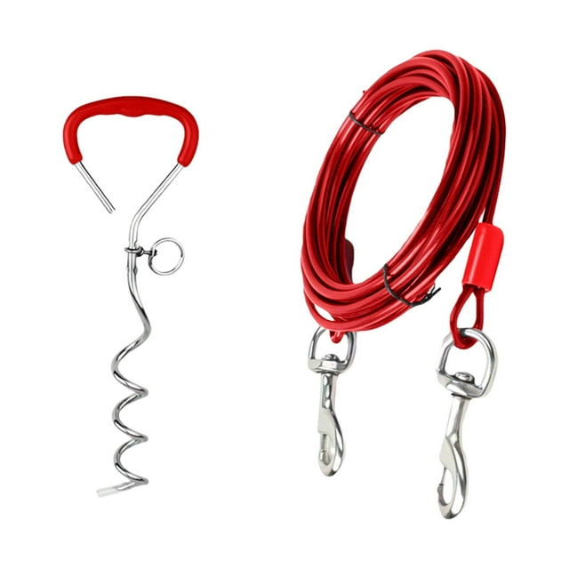 Heavy Duty Metal Ground Stake Tie Out Kit for Small and Medium Dogs Secure Outdoor Pet Training Tether
