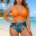 thumbnail image 2 of Womens Plus Size Two Piece Swimsuits - Women High Waisted Tankini Swimsuits Tummy Control Bathing Suits Knot Twist Swimwear 2026(Orange,XXL), 2 of 4