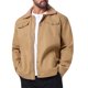 thumbnail image 4 of Abrigo de invierno INSPIRE CHIC para hombres, con cuello, botones frontales, forro de felpa, bolsillos, chaqueta de camionero XL color caqui oscuro, 4 of 6