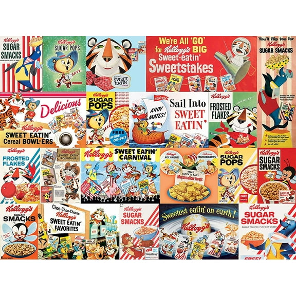 Kellogg's - Sweet Collage Retro Advertising Jigsaw, 1000 Piece Puzzle for Adults 27x20 inches by KI Puzzles