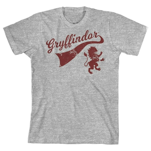 Harry Potter Gryffindor Collegiate Logo Boy's Athletic Heather T-shirt-Small
