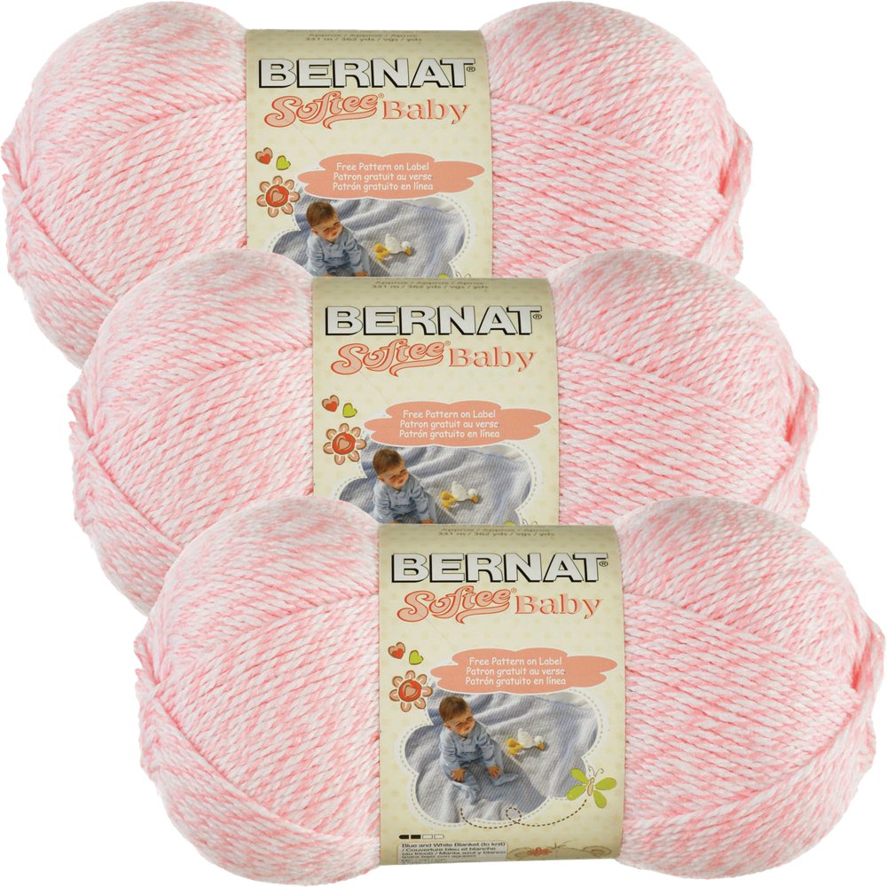 Bernat Softee Baby Yarn SolidsBaby Pink Marl, Multipack Of 3