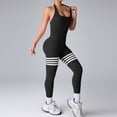 thumbnail image 4 of larppty Womens Workout Seamless Jumpsuit Spring Summer Fashion Hip Lift Peach Hip Shap Backless Yoga Jumpsuit Romper Outfits（Black， M）, 4 of 7