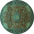 thumbnail image 1 of Ahgly Company Machine Washable Indoor Round Persian Turquoise Blue Traditional Area Rugs, 6' Round, 1 of 4