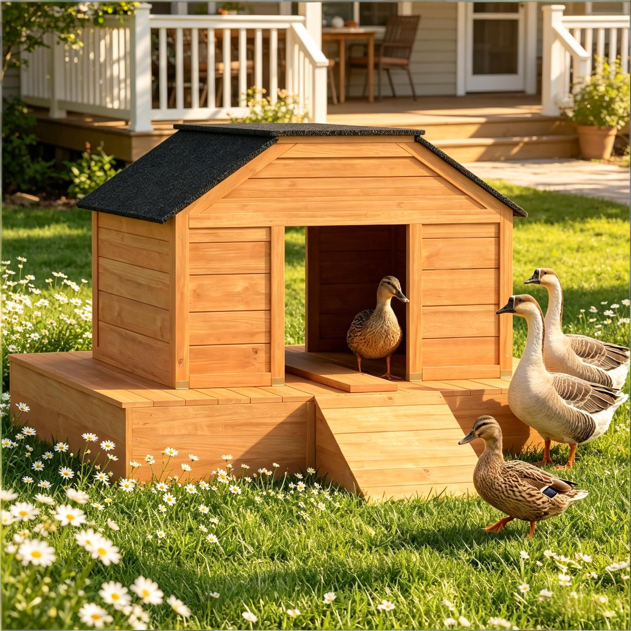 Poultry Cage with Dual Doors,Duck Coop,Outdoor Duck House,Pet House