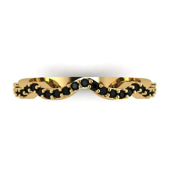 0.23 ctw Wedding Band for Women - 18K Yellow Gold Natural Onyx Stackable Eternity Ring