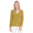 thumbnail image 4 of Yemak Women's Lightweight V Neck Long Sleeve Bell Sleeve Pullover Sweater Olive-S-BD, 4 of 5