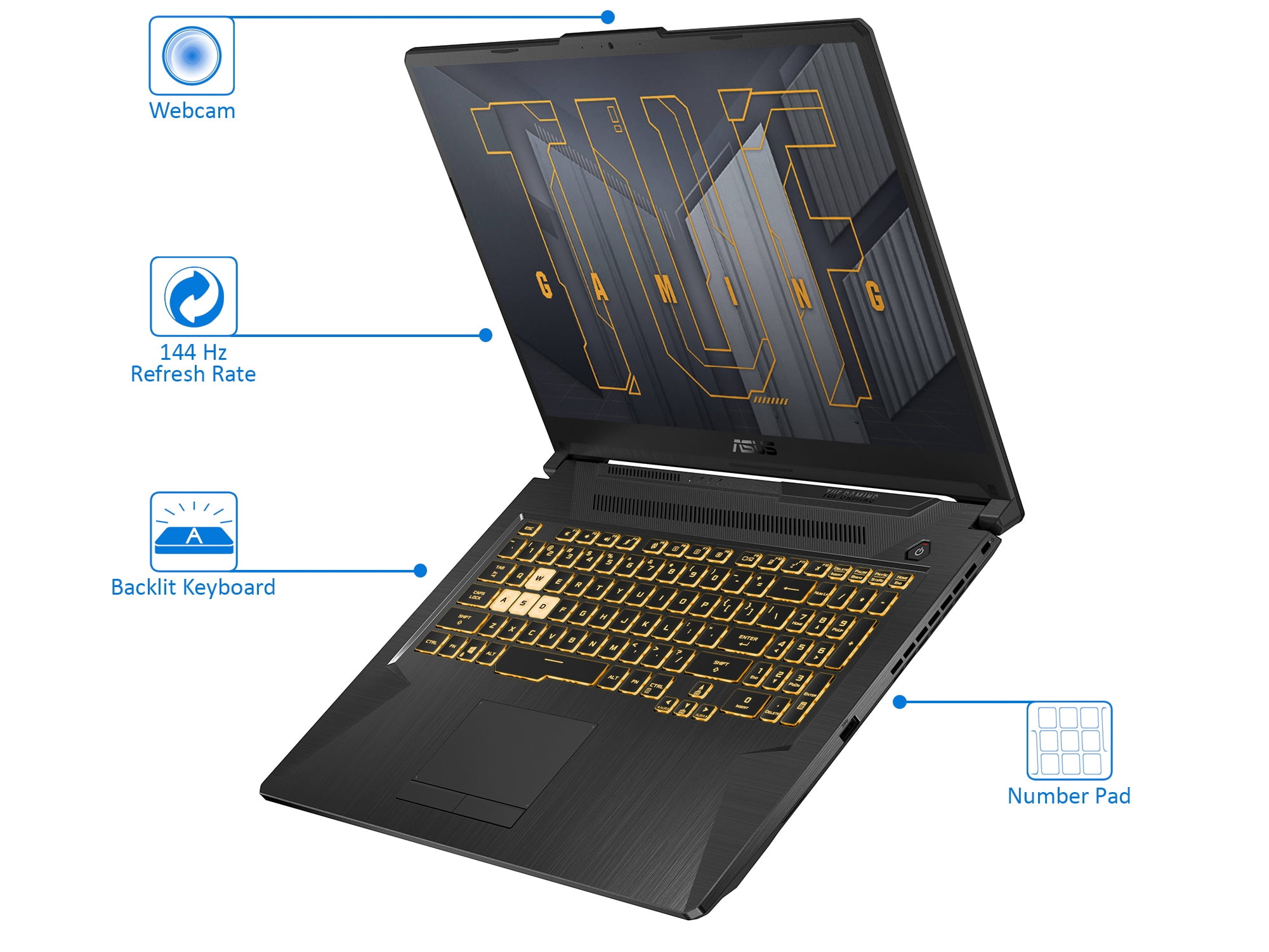 ASUS TUF Gaming 17.3" FHD 144Hz Gaming Notebook - Intel Core i5-11260H 2.6GHz - 8GB RAM - 512GB PCIe SSD - NVIDIA GeForce RTX3050 Ti 4GB - Windows 10 Home - Eclipse Grey