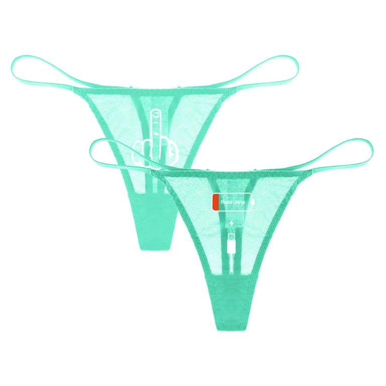 Varsbaby Women's G-string Thongs with Cartoon Sticker Funny Panties 2 Pack  