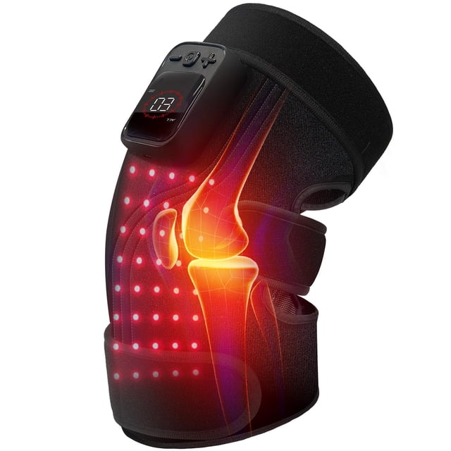 CuPiLo Red Light Therapy Knee Massager with Heat, 2025 Upgrade Vibration Massage Knee Brace for Knee Pain Relief, Portable 5000mAh Cordless Heated Kn