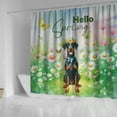thumbnail image 4 of Doberman Pinscher Hello Spring Time Flower Floral Nature Shower Curtain Doberman Dog Lover Gifts Waterproof Bathroom Bathtub Curtain - 02031, 4 of 5