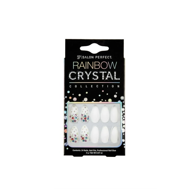 pics Fake Nails At Walmart salon perfect artificial nails rainbow crystal white gem 24 nails