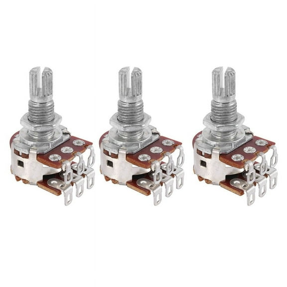 3 Pcs Double Balance Stacked Knurled Stalk Guitar Volume Tone Control Pots Potentiometer Switch MN25K