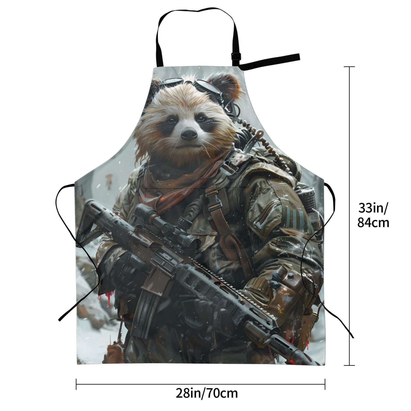 Kdxio Surreal Panda Warrior Apron with Pockets Adjustable Kitchen Aprons for Men Women Waterproof Aprons for Cooking,Drawing,Crafting, Baking Household Cleaning