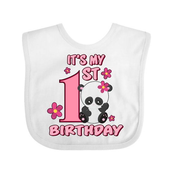 Inktastic It's My First Birthday with Panda Bear Girls Baby Bib