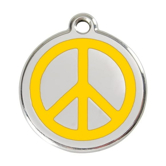 K9 Palace Red Dingo Stainless Steel with Enamel Pet I.D. Tag - Peace (Yellow, Small)