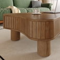 thumbnail image 3 of Lift Top Coffee Table for Living Room 42" - Fluted Panel Hidden Storage, Silent Hydraulic Lift, Curved Safety Corners, 5 Min Assembly (27"W x 13-18.9"H,Walnut), 3 of 19