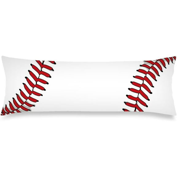 Sport Theme Body Pillow Cover 20"x54" Pillow Case Sports White and Red Baseball Laces Long Pillow Cases Protector with Zipper Decorative Bedding Pillowcase Rectangle Soft Cushion Covers for Bed,Sofa