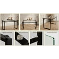 thumbnail image 5 of 51" Modern Minimalist Rectangular Glass Dining Table, for 4-6 People, 0.31" Tempered Glass Top, Black Chrome Metal Legs, Also Writing Desk, for Kitchen/Dining/Living Room, 5 of 8