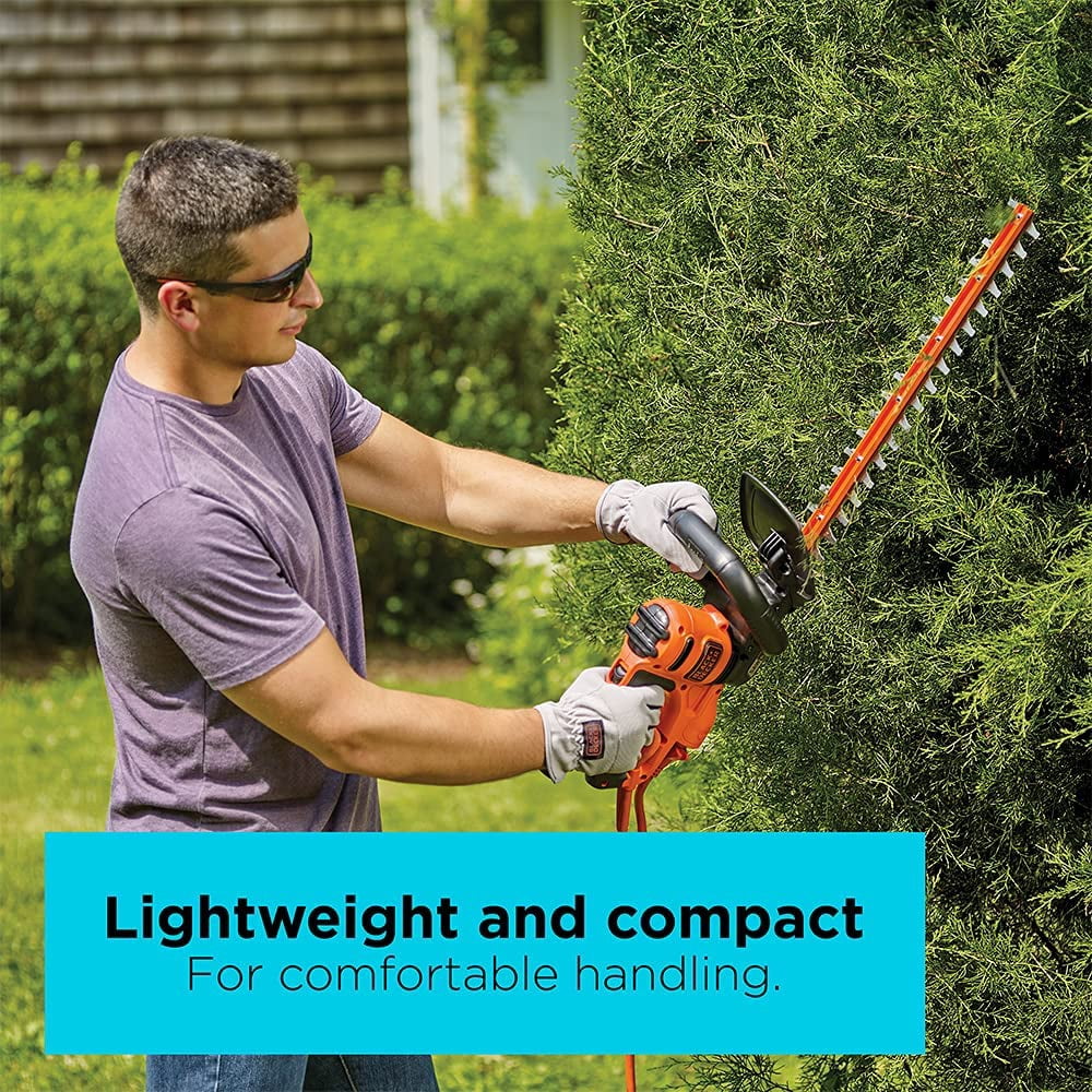 22 Inch Electric Hedge Trimmer with Dual Action Blade and Lightweight Design for Garden Shrub Care