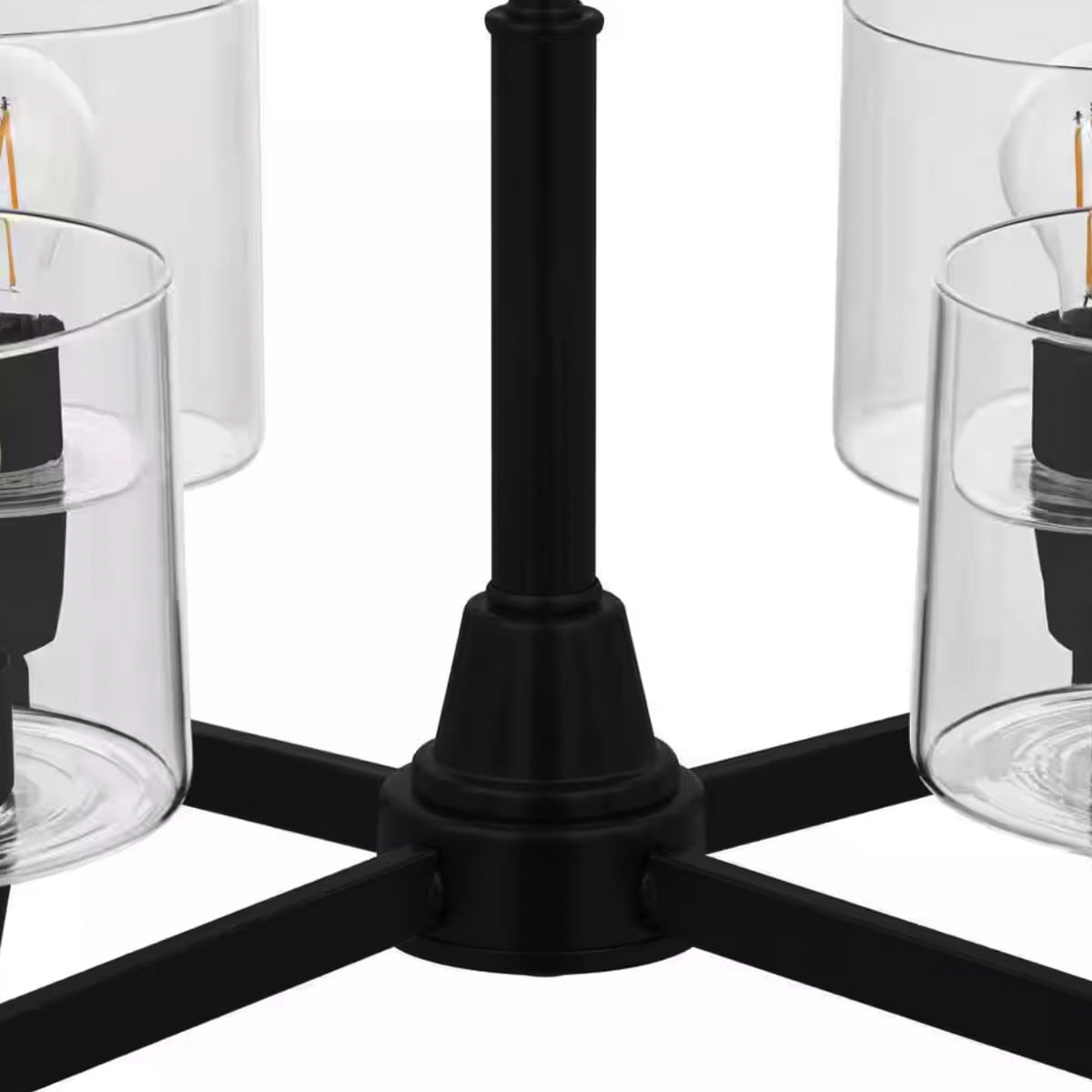 Ceybo 4-Light Black Reversible Chandelier with Clear Glass Shades – Adjustable Hanging Fixture for Dining Room or Entryway