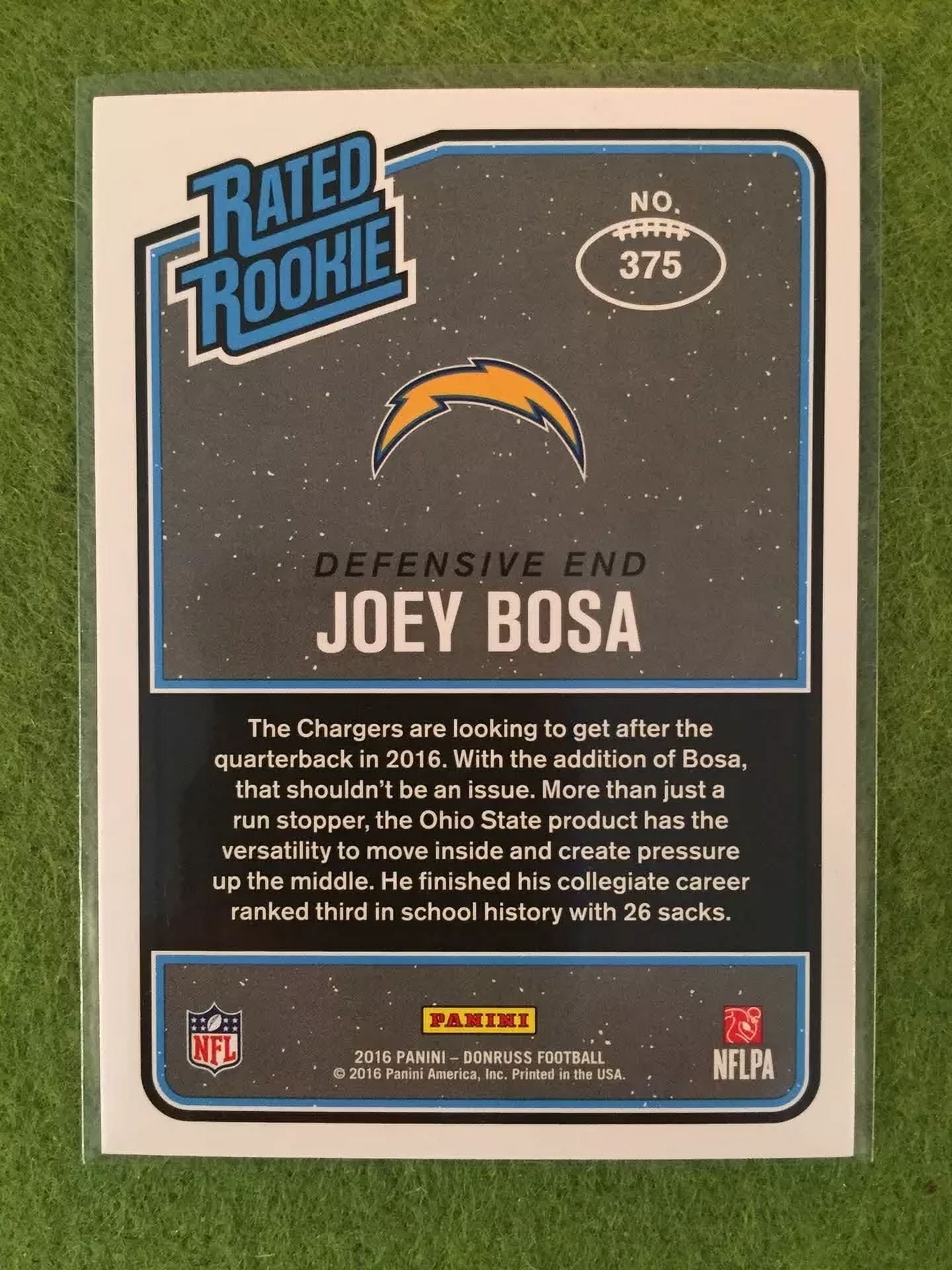 JOEY BOSA ROOKIE FOIL FOOTBALL Card San Diego Chargers NFL RC* 2016 Donruss #375