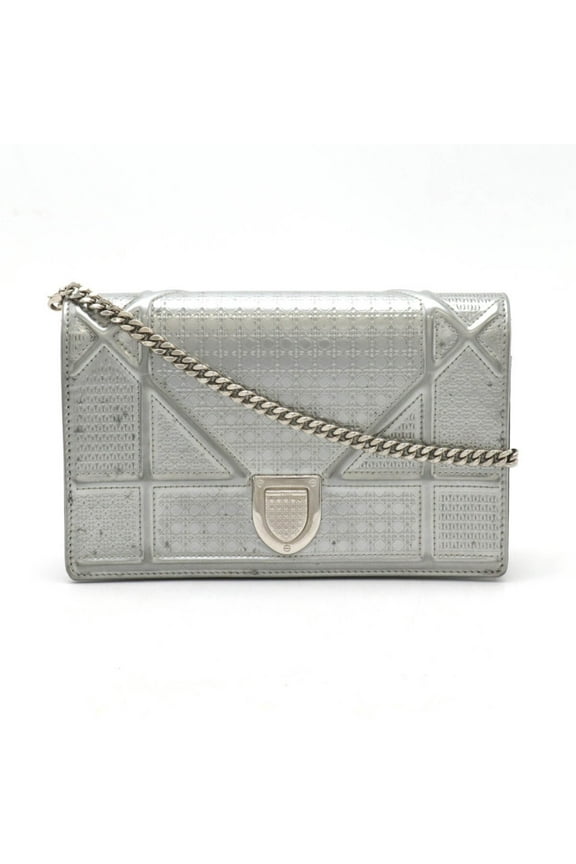 Pre-Owned Christian Dior Diorama Chain Wallet Pochette Clutch Bag Patent Leather... (Good)
