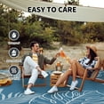 thumbnail image 3 of SIXHOME 8x10 Feet Waterproof Outdoor Rug, Reversible Blue Plastic Patio Mat with Straw Texture Tropical Palm Leaf, Non-Slip Carpet for Camping, RV, Balcony, Porch, Picnic, 3 of 7