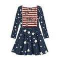 thumbnail image 5 of DISNIMO American Flag Dress Girls 3-4 Long Sleeve Dresses Kids Star Dress for Girls Casual Midi Dresses for Teen Girls Soft Dresses for Children Girl Dress Long Sleeve Skater Dress Girls School, 5 of 6